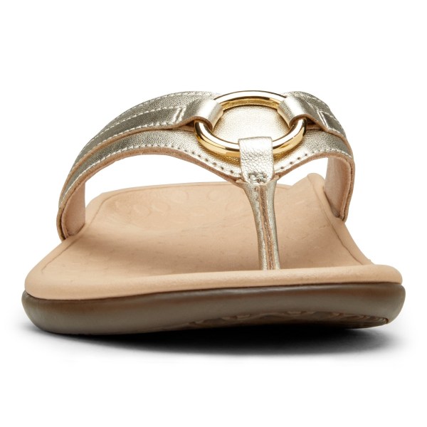 Vionic Sandals Ireland - Tide Aloe Toe Post Sandal Gold - Womens Shoes Sale | QLCME-6175